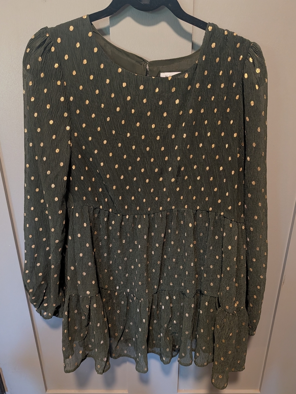 Olive Green/Gold Foil Dot Blouse